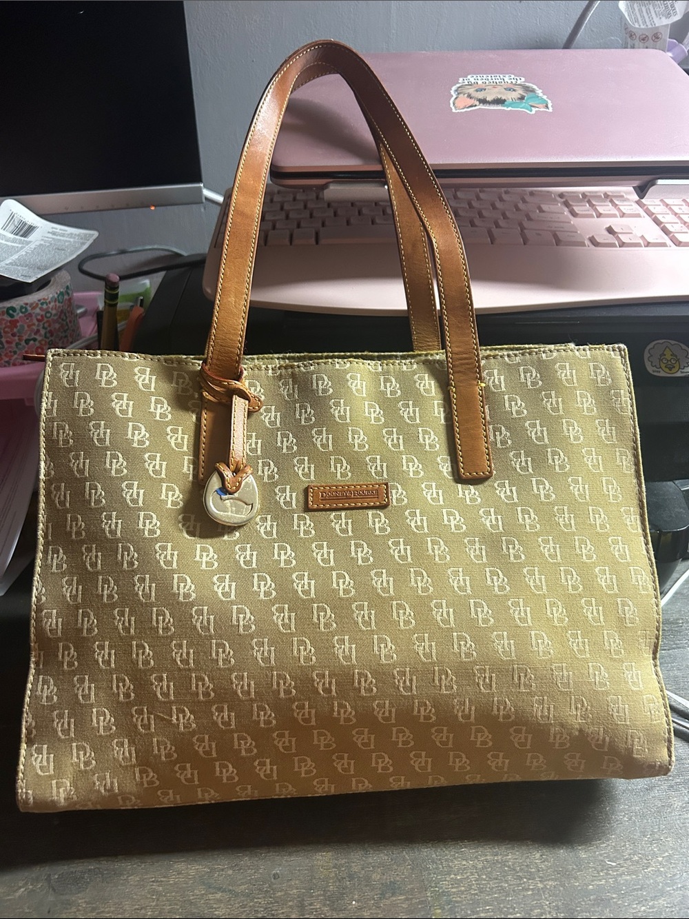 vintage Dooney & Bourke East/West Canvas Tote